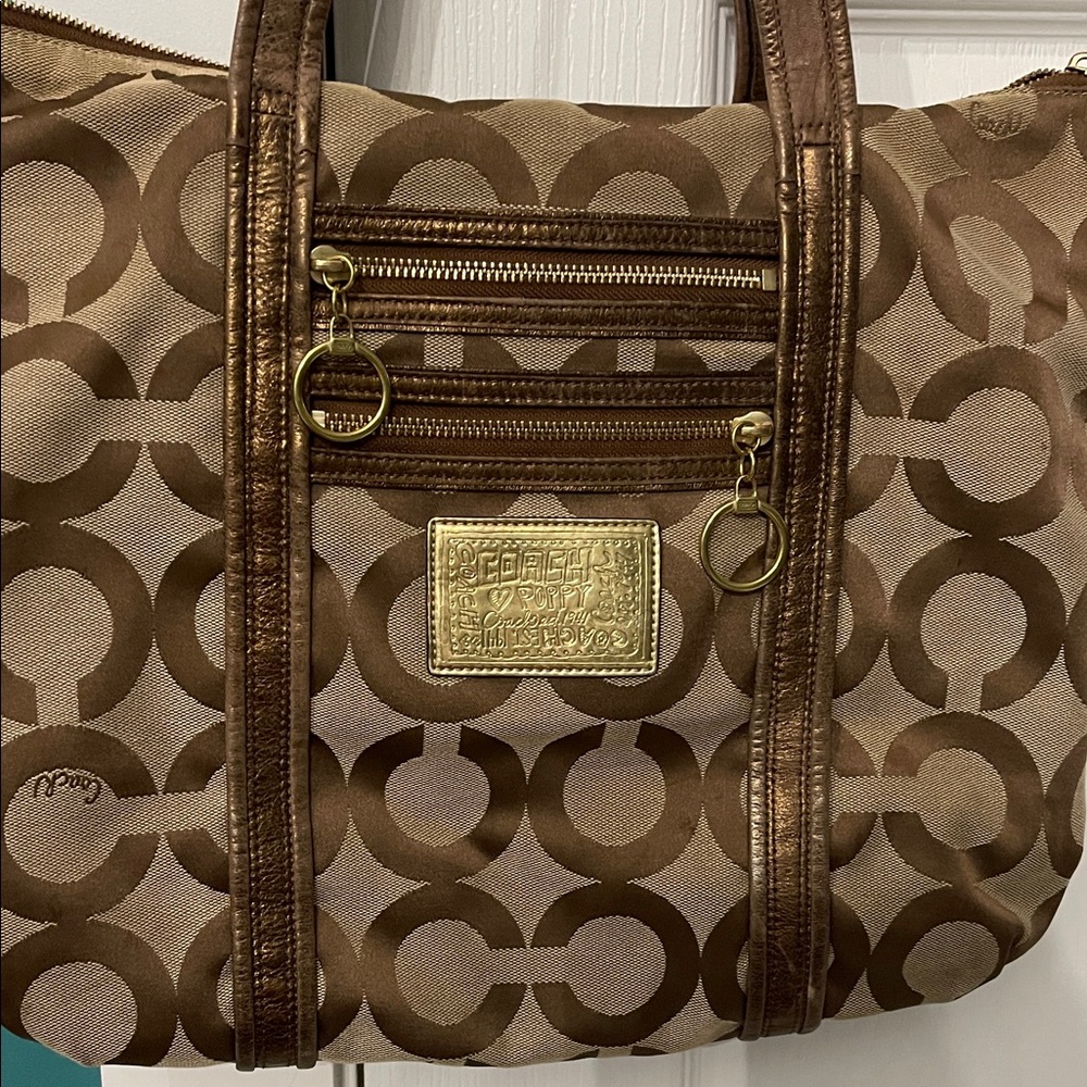 Coach Tan and Brown Signature Tote - Picture 3 of 10